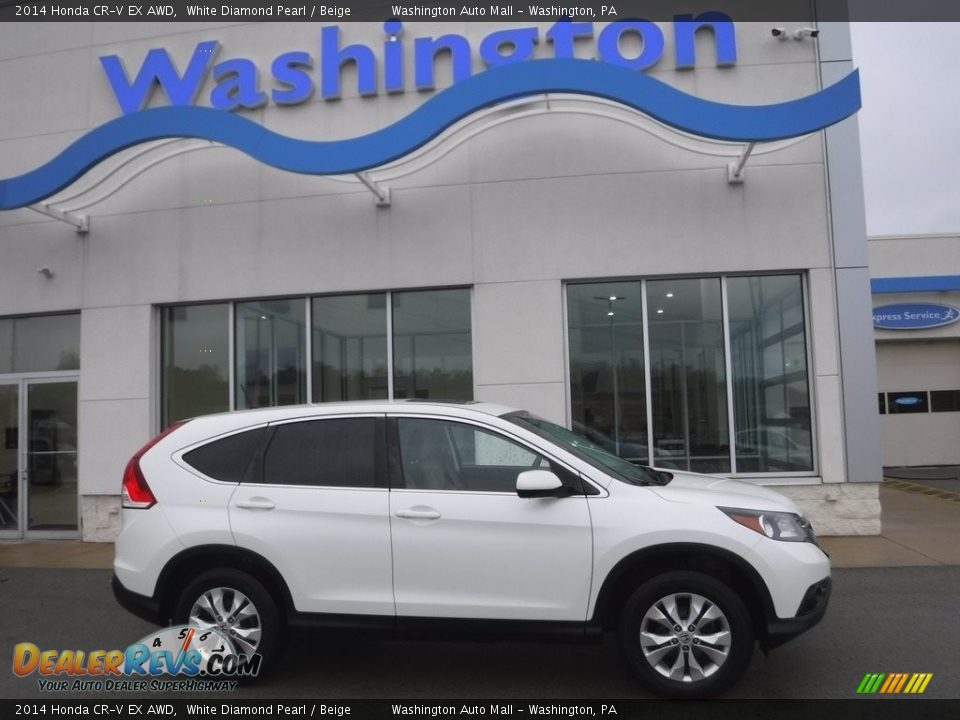 2014 Honda CR-V EX AWD White Diamond Pearl / Beige Photo #2