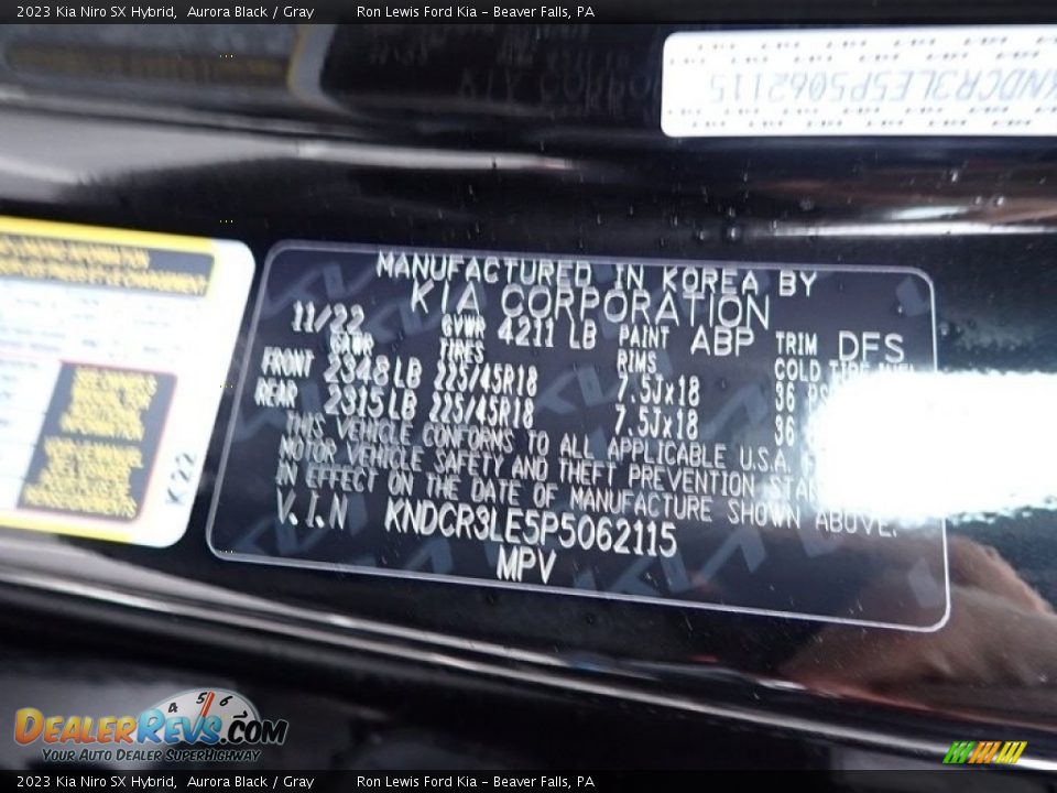 2023 Kia Niro SX Hybrid Aurora Black / Gray Photo #20