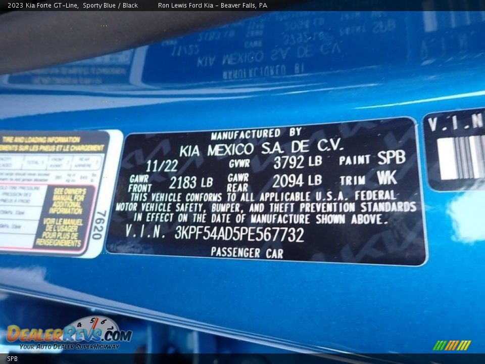 Kia Color Code SPB Sporty Blue