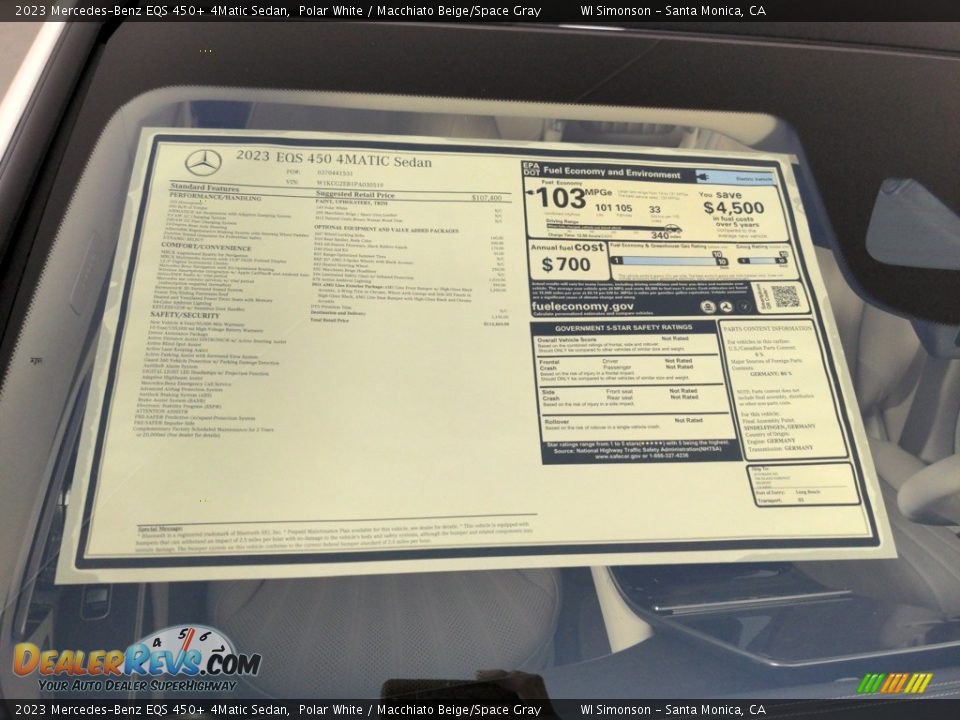 2023 Mercedes-Benz EQS 450+ 4Matic Sedan Window Sticker Photo #26