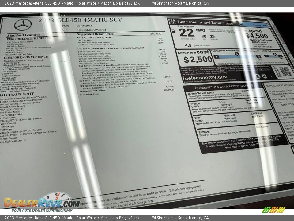 2023 Mercedes-Benz GLE 450 4Matic Window Sticker Photo #13