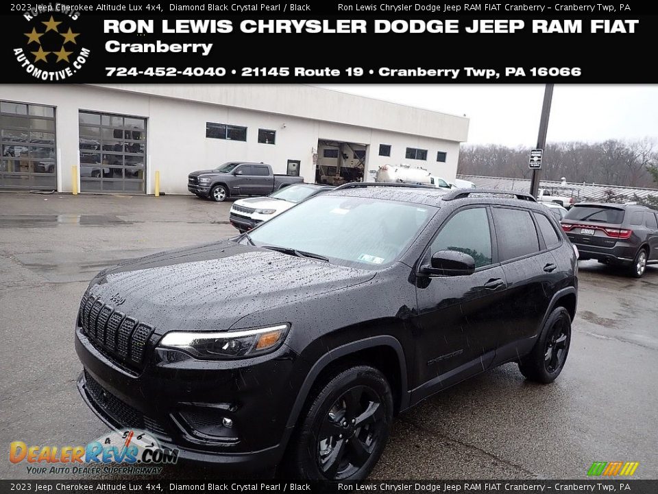 2023 Jeep Cherokee Altitude Lux 4x4 Diamond Black Crystal Pearl / Black Photo #1