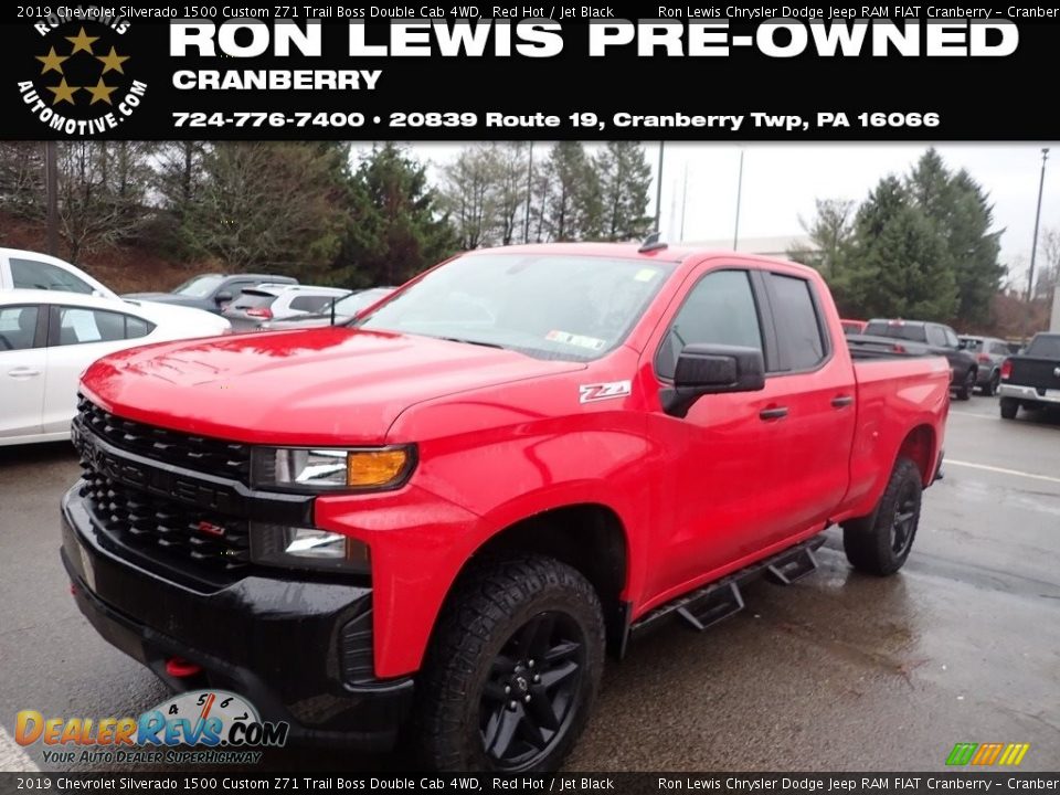 2019 Chevrolet Silverado 1500 Custom Z71 Trail Boss Double Cab 4WD Red Hot / Jet Black Photo #1