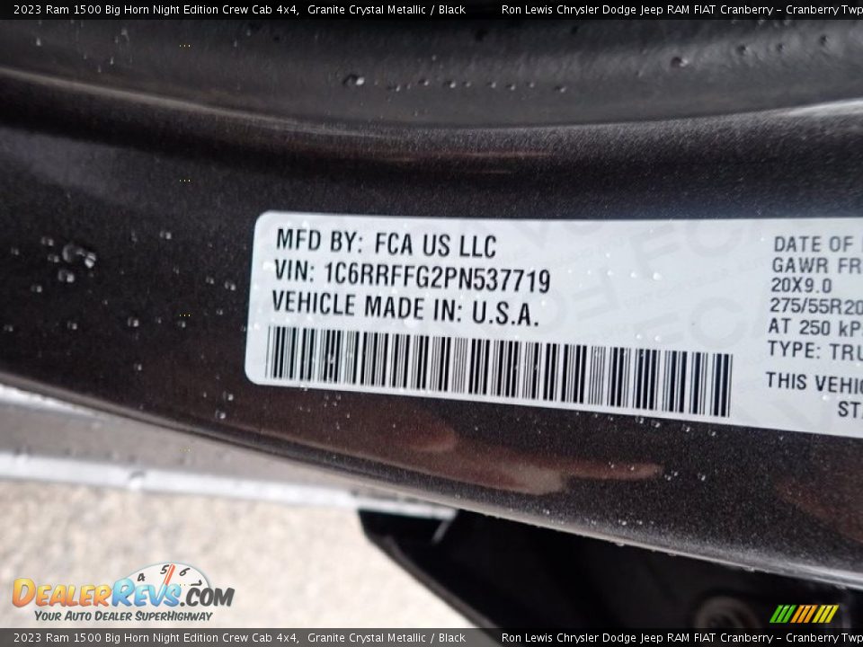 2023 Ram 1500 Big Horn Night Edition Crew Cab 4x4 Granite Crystal Metallic / Black Photo #20