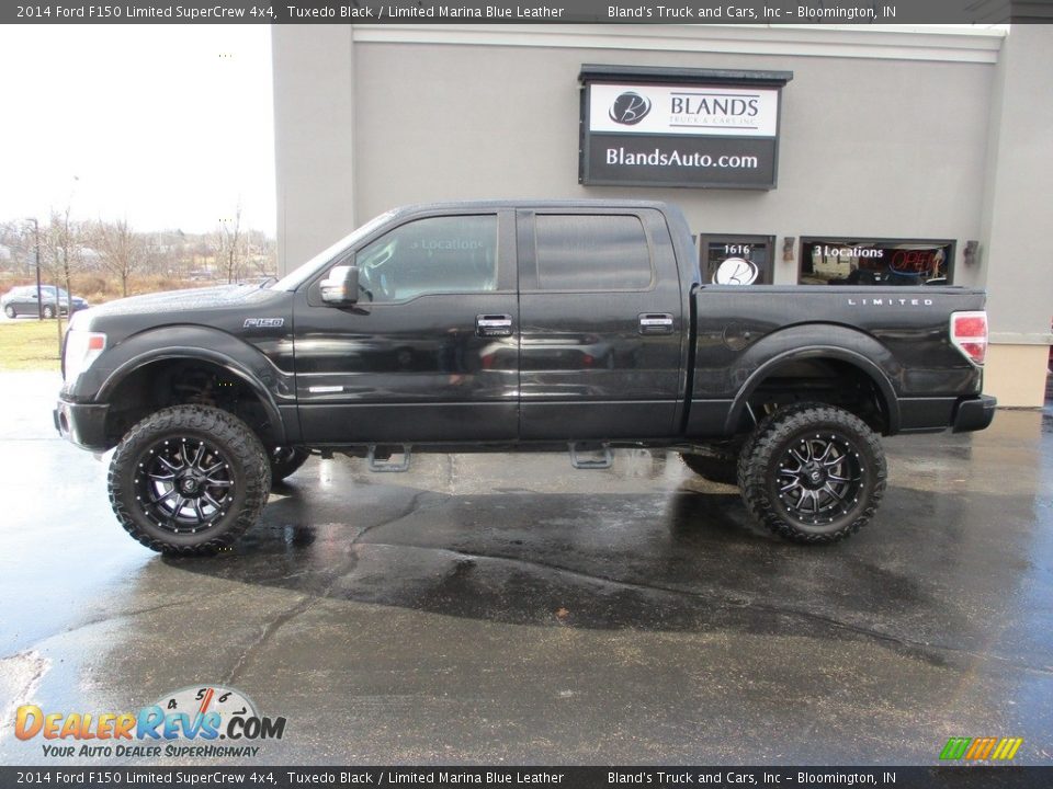 2014 Ford F150 Limited SuperCrew 4x4 Tuxedo Black / Limited Marina Blue Leather Photo #1