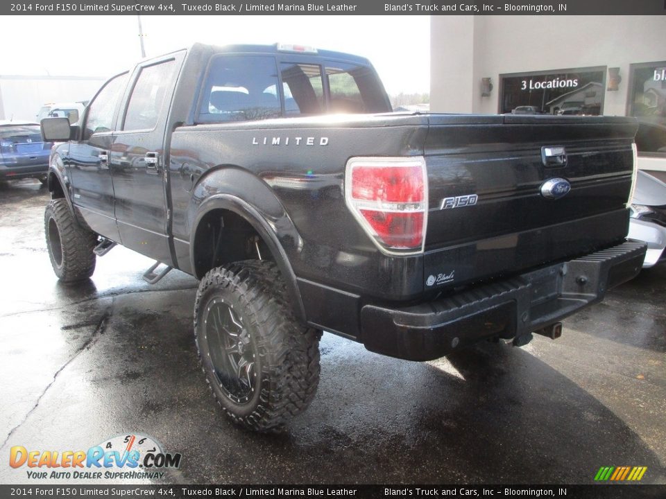 2014 Ford F150 Limited SuperCrew 4x4 Tuxedo Black / Limited Marina Blue Leather Photo #3