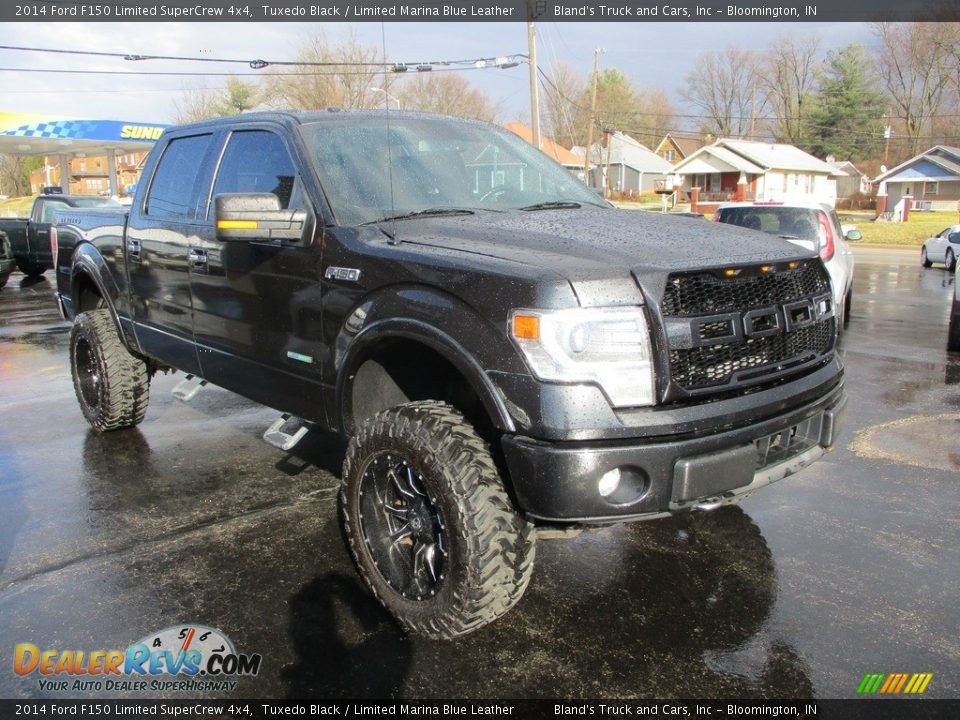 2014 Ford F150 Limited SuperCrew 4x4 Tuxedo Black / Limited Marina Blue Leather Photo #5