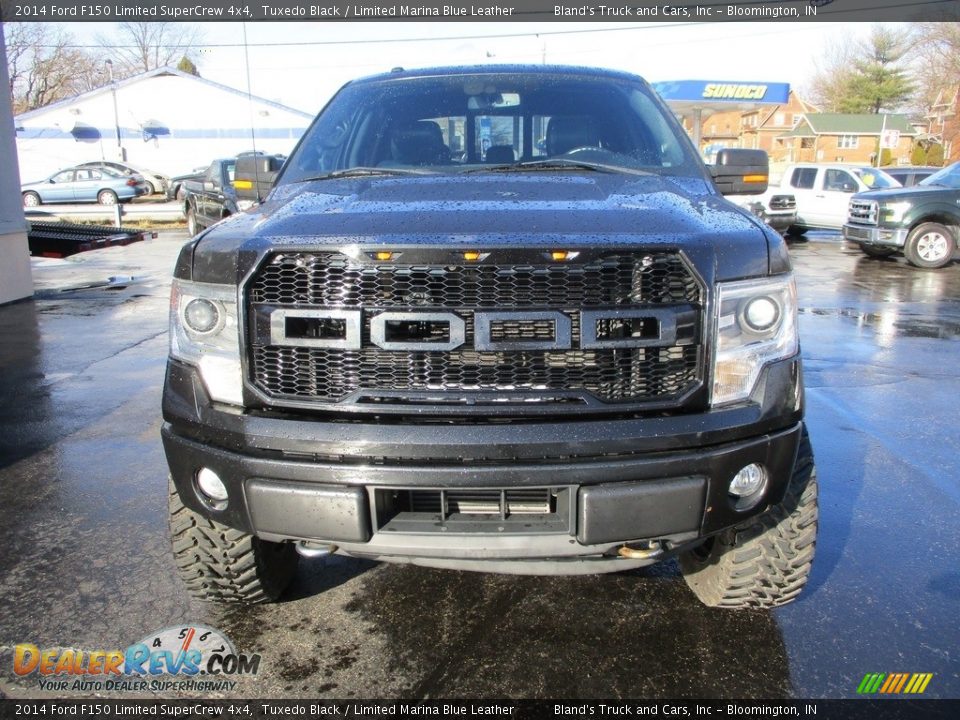 2014 Ford F150 Limited SuperCrew 4x4 Tuxedo Black / Limited Marina Blue Leather Photo #25