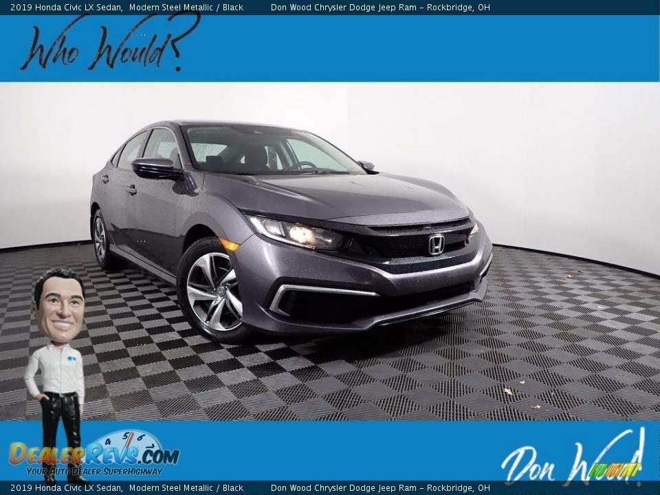 2019 Honda Civic LX Sedan Modern Steel Metallic / Black Photo #1