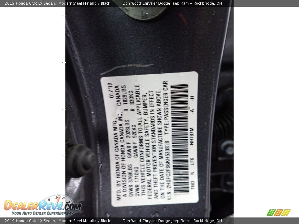 2019 Honda Civic LX Sedan Modern Steel Metallic / Black Photo #28