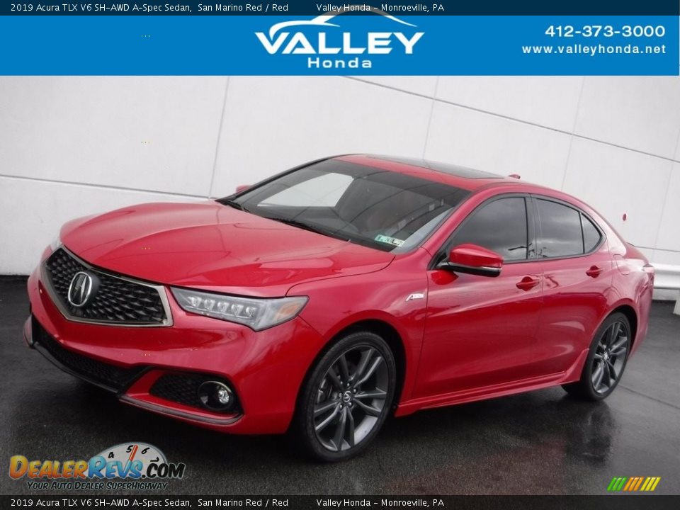 2019 Acura TLX V6 SH-AWD A-Spec Sedan San Marino Red / Red Photo #1