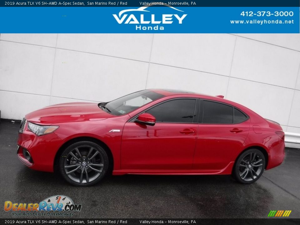 2019 Acura TLX V6 SH-AWD A-Spec Sedan San Marino Red / Red Photo #2