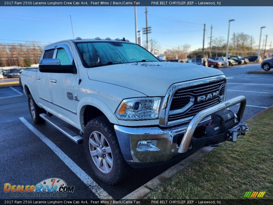 2017 Ram 2500 Laramie Longhorn Crew Cab 4x4 Pearl White / Black/Cattle Tan Photo #3