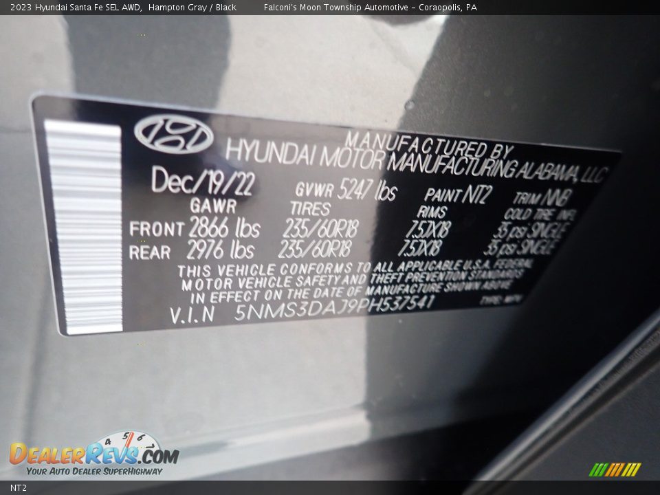 Hyundai Color Code NT2 Hampton Gray