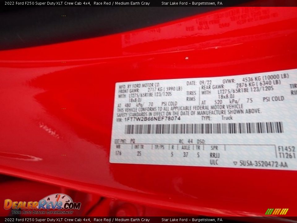 2022 Ford F250 Super Duty XLT Crew Cab 4x4 Race Red / Medium Earth Gray Photo #20