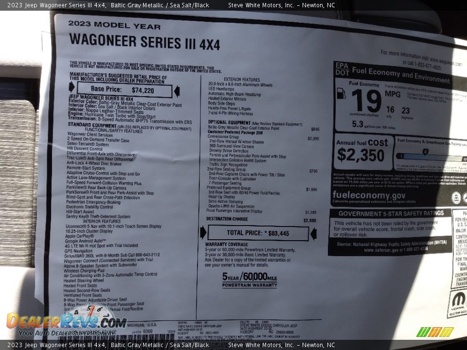 2023 Jeep Wagoneer Series III 4x4 Window Sticker Photo #35
