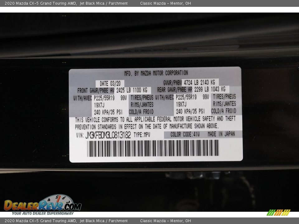 2020 Mazda CX-5 Grand Touring AWD Jet Black Mica / Parchment Photo #21
