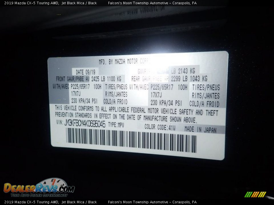 2019 Mazda CX-5 Touring AWD Jet Black Mica / Black Photo #27