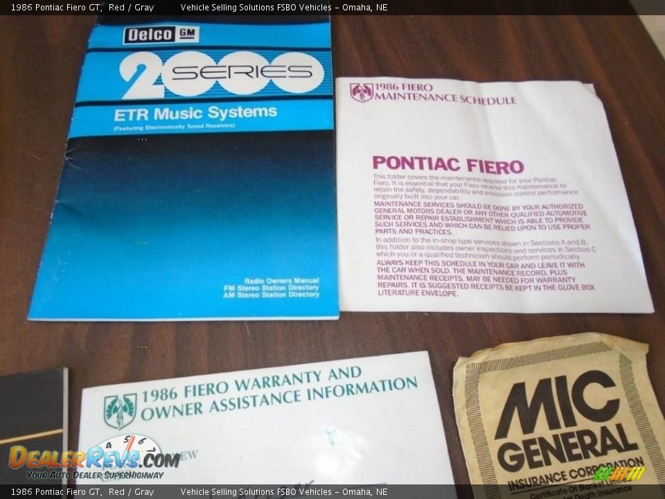 Books/Manuals of 1986 Pontiac Fiero GT Photo #29