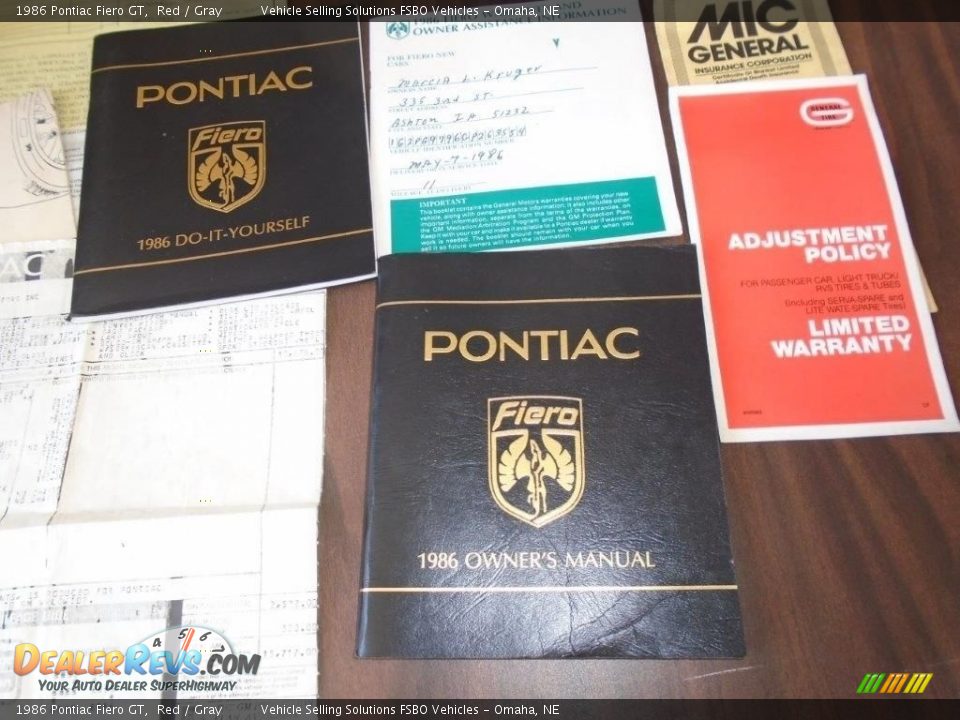Books/Manuals of 1986 Pontiac Fiero GT Photo #30