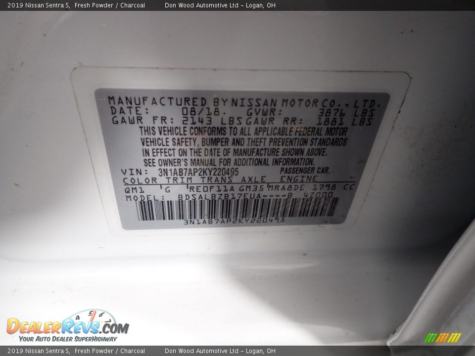 2019 Nissan Sentra S Fresh Powder / Charcoal Photo #31