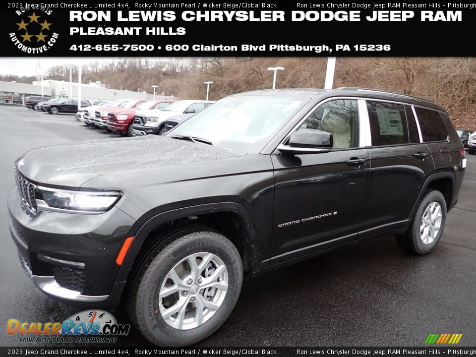 2023 Jeep Grand Cherokee L Limited 4x4 Rocky Mountain Pearl / Wicker Beige/Global Black Photo #1