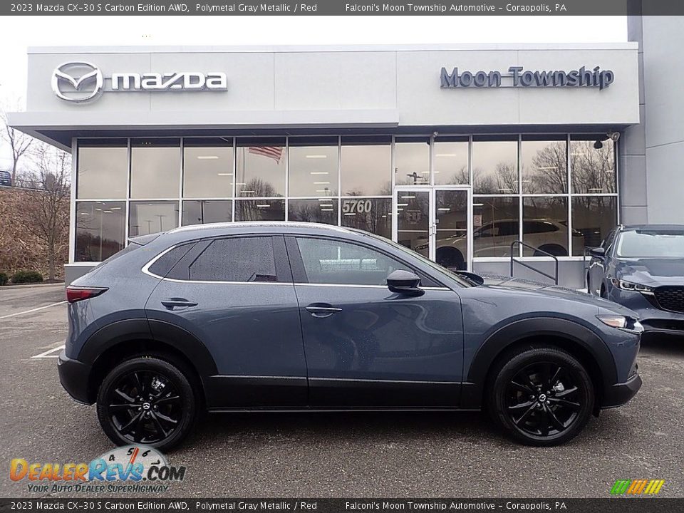 2023 Mazda CX-30 S Carbon Edition AWD Polymetal Gray Metallic / Red Photo #1