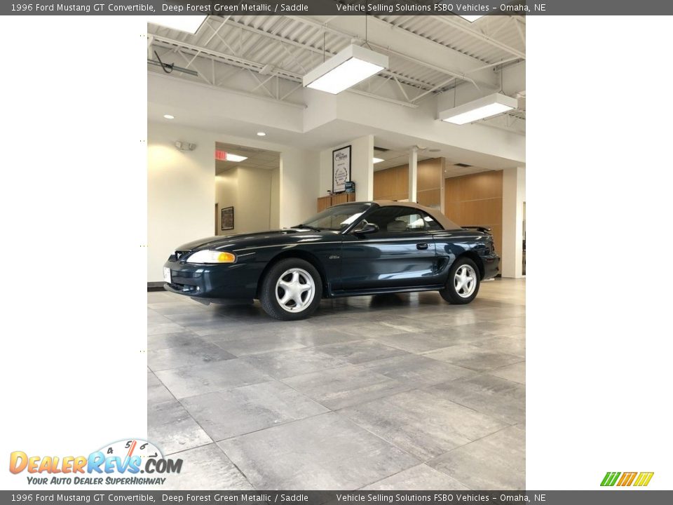 1996 Ford Mustang GT Convertible Deep Forest Green Metallic / Saddle Photo #1