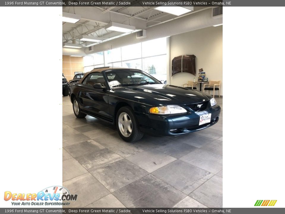 1996 Ford Mustang GT Convertible Deep Forest Green Metallic / Saddle Photo #8