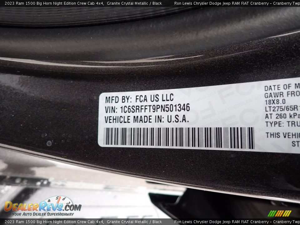 2023 Ram 1500 Big Horn Night Edition Crew Cab 4x4 Granite Crystal Metallic / Black Photo #20