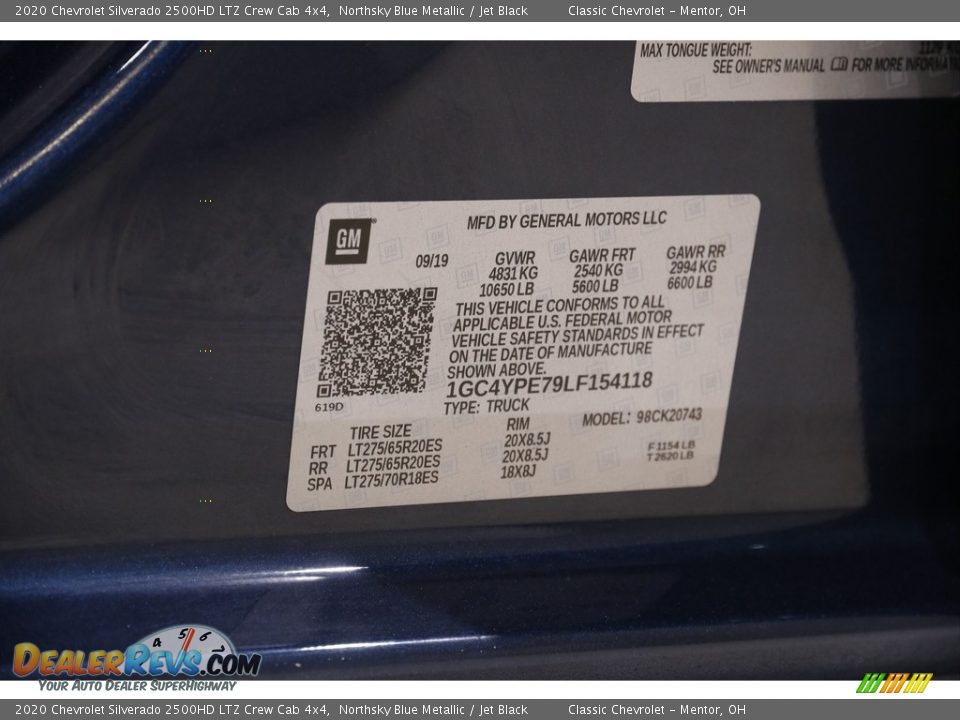 2020 Chevrolet Silverado 2500HD LTZ Crew Cab 4x4 Northsky Blue Metallic / Jet Black Photo #23