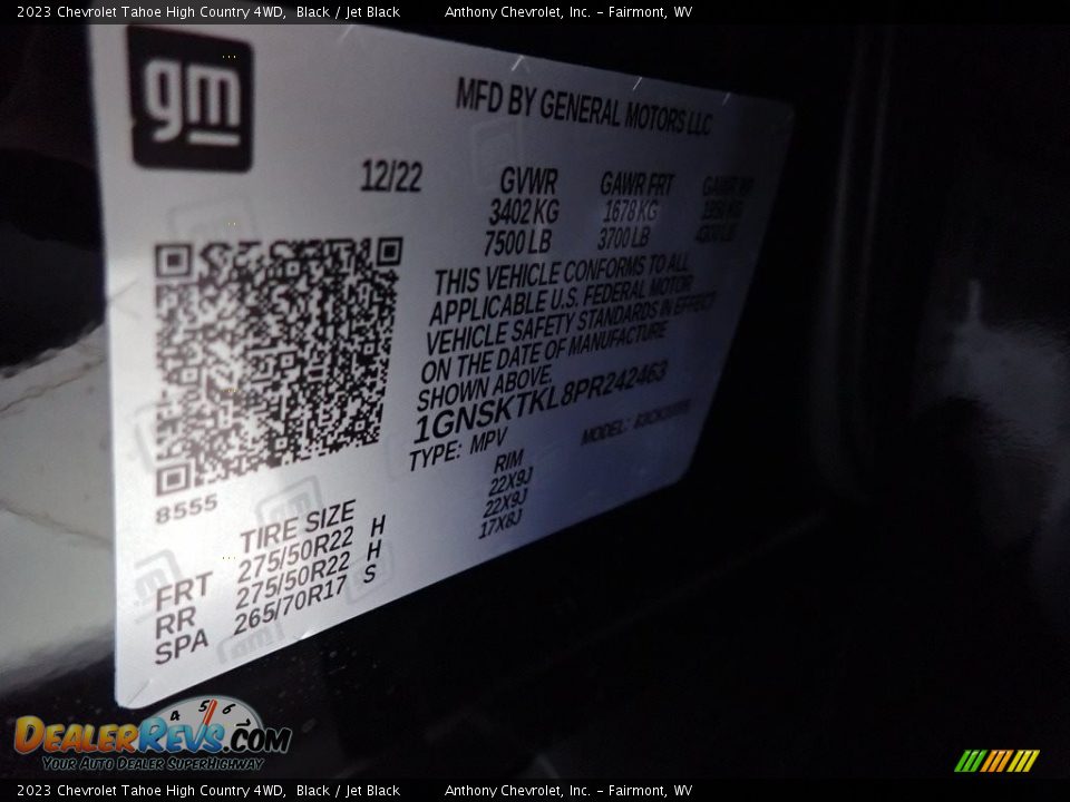 2023 Chevrolet Tahoe High Country 4WD Black / Jet Black Photo #15