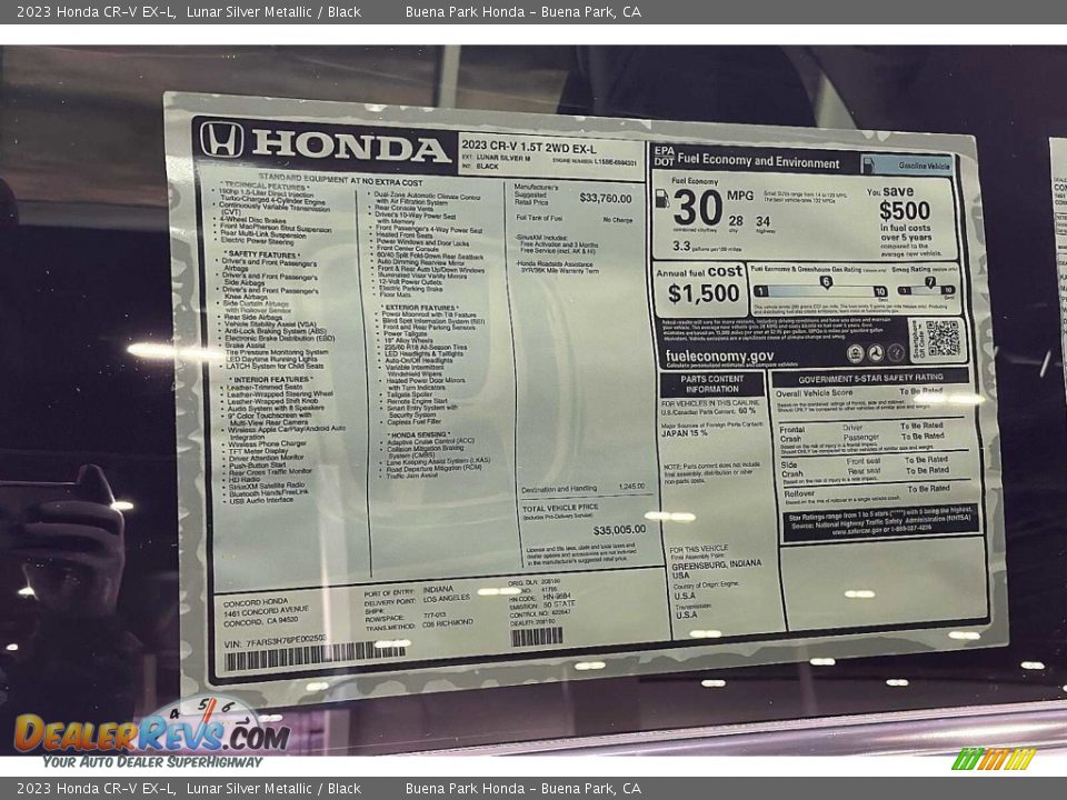 2023 Honda CR-V EX-L Window Sticker Photo #7