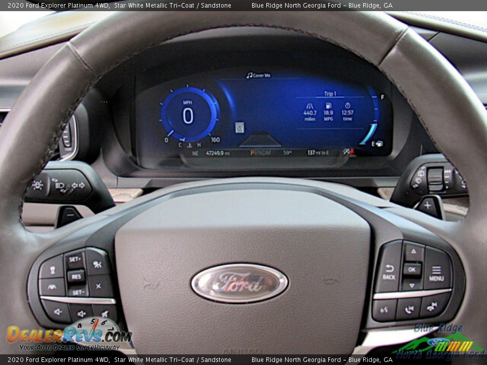 2020 Ford Explorer Platinum 4WD Star White Metallic Tri-Coat / Sandstone Photo #20