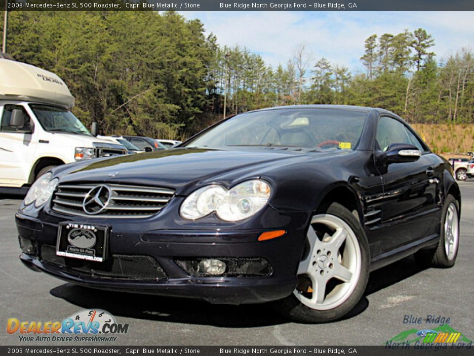 2003 Mercedes-Benz SL 500 Roadster Capri Blue Metallic / Stone Photo #1