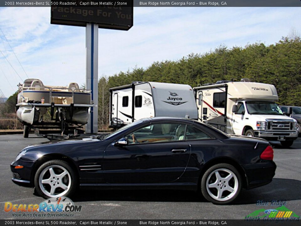 2003 Mercedes-Benz SL 500 Roadster Capri Blue Metallic / Stone Photo #2