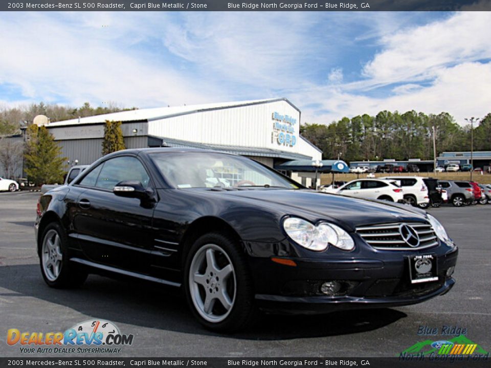 2003 Mercedes-Benz SL 500 Roadster Capri Blue Metallic / Stone Photo #7