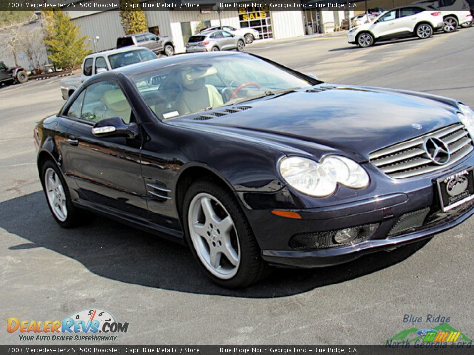 2003 Mercedes-Benz SL 500 Roadster Capri Blue Metallic / Stone Photo #19