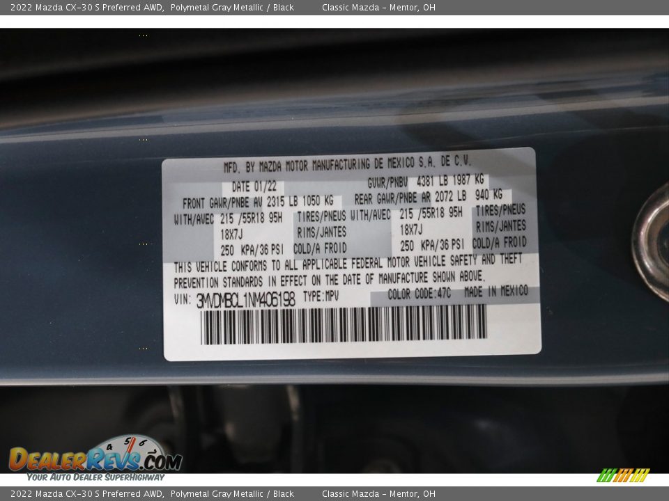 2022 Mazda CX-30 S Preferred AWD Polymetal Gray Metallic / Black Photo #22