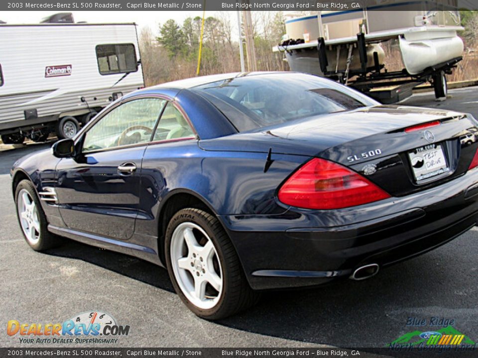 2003 Mercedes-Benz SL 500 Roadster Capri Blue Metallic / Stone Photo #21