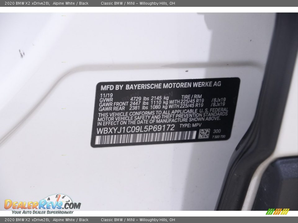 2020 BMW X2 xDrive28i Alpine White / Black Photo #26
