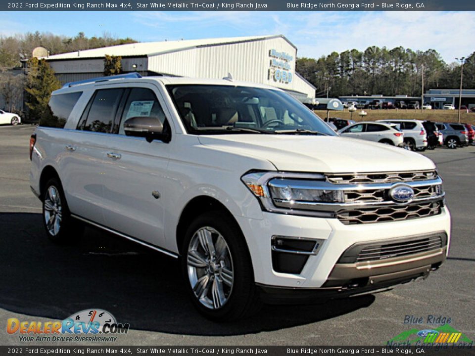 2022 Ford Expedition King Ranch Max 4x4 Star White Metallic Tri-Coat / King Ranch Java Photo #7