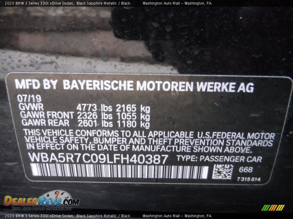 2020 BMW 3 Series 330i xDrive Sedan Black Sapphire Metallic / Black Photo #29