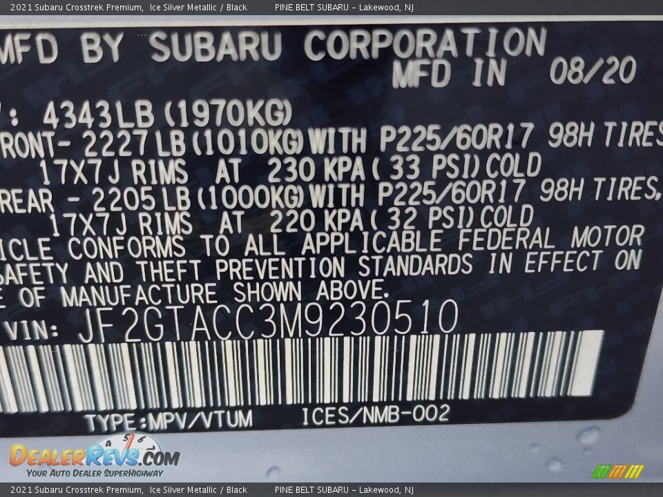 2021 Subaru Crosstrek Premium Ice Silver Metallic / Black Photo #36