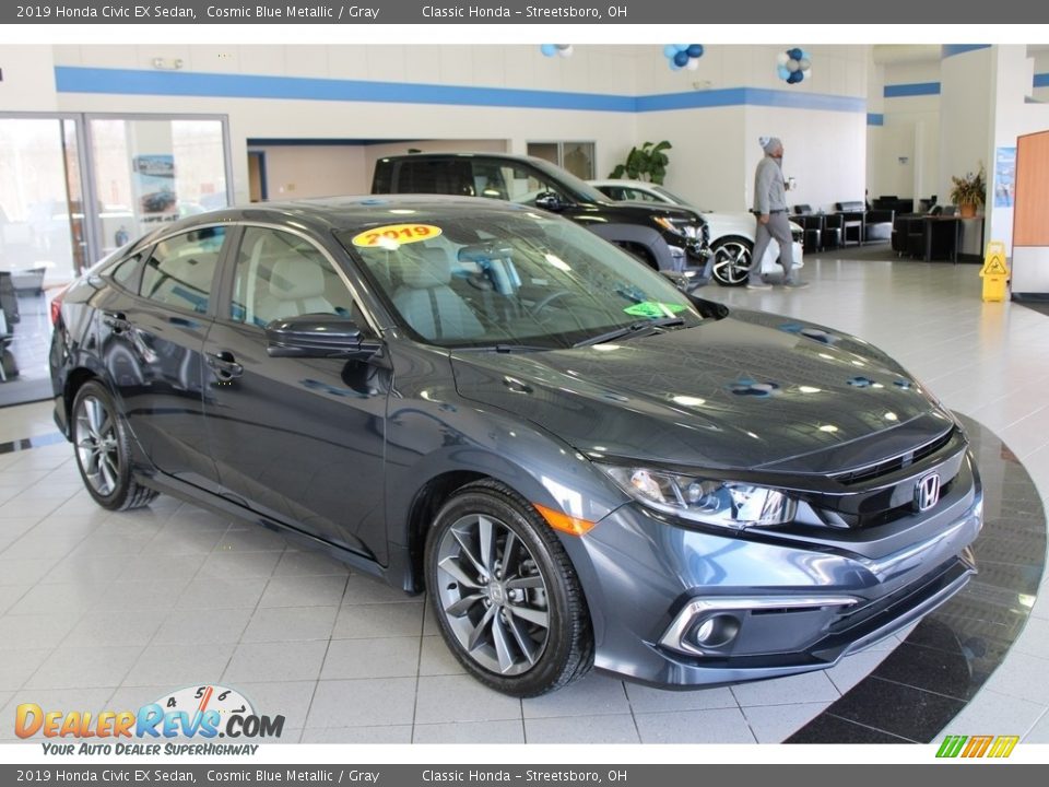 2019 Honda Civic EX Sedan Cosmic Blue Metallic / Gray Photo #3