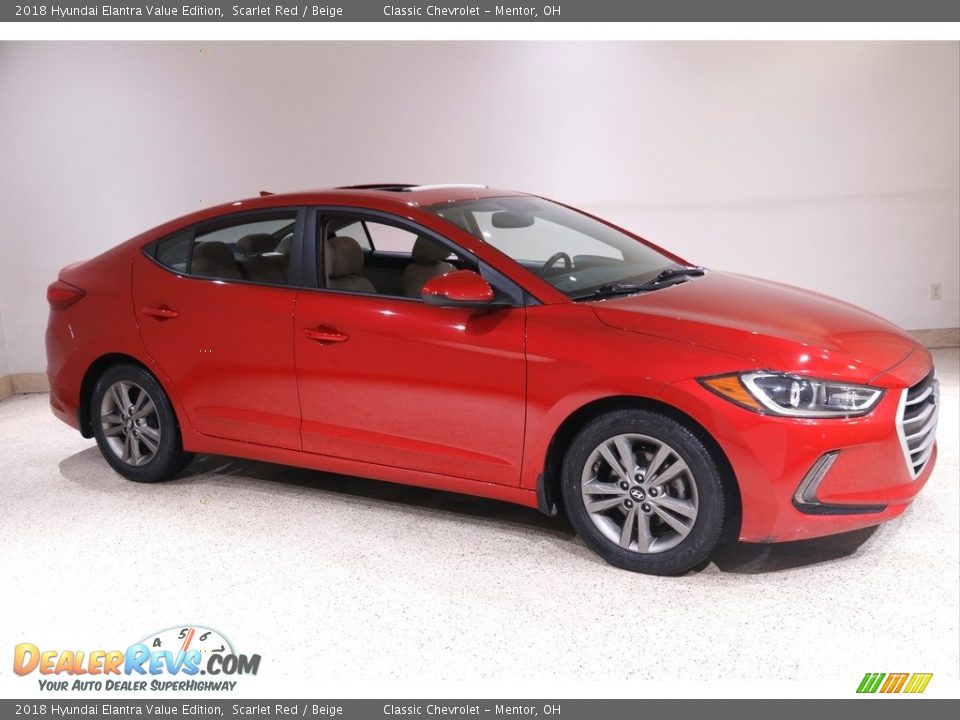 2018 Hyundai Elantra Value Edition Scarlet Red / Beige Photo #1