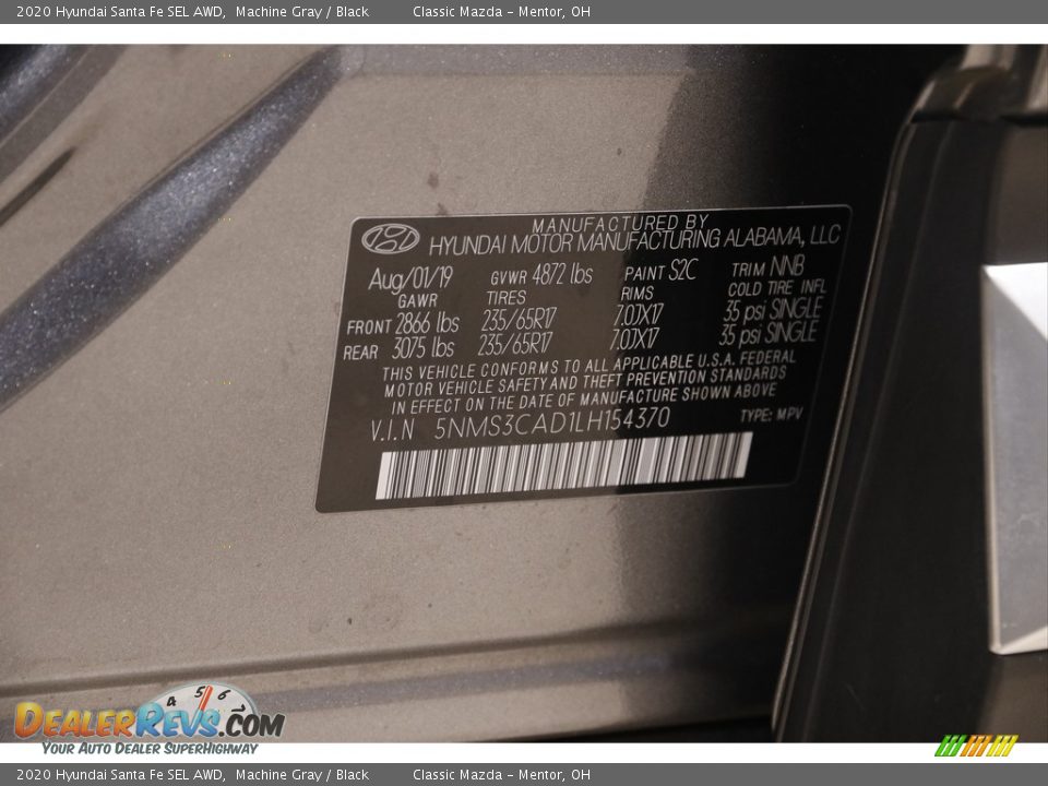 2020 Hyundai Santa Fe SEL AWD Machine Gray / Black Photo #20