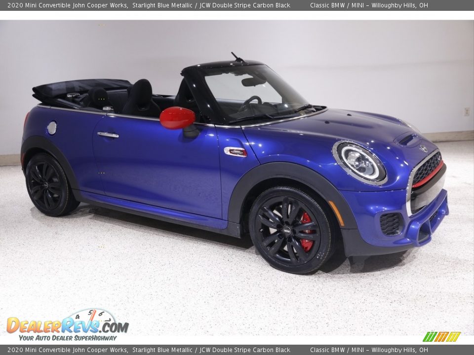 2020 Mini Convertible John Cooper Works Starlight Blue Metallic / JCW Double Stripe Carbon Black Photo #1