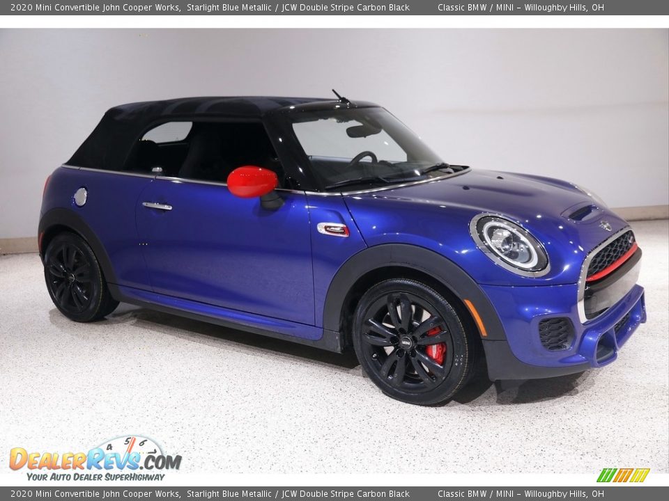 2020 Mini Convertible John Cooper Works Starlight Blue Metallic / JCW Double Stripe Carbon Black Photo #2