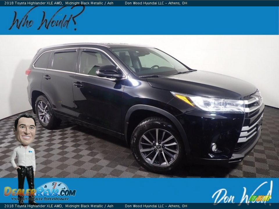 2018 Toyota Highlander XLE AWD Midnight Black Metallic / Ash Photo #1
